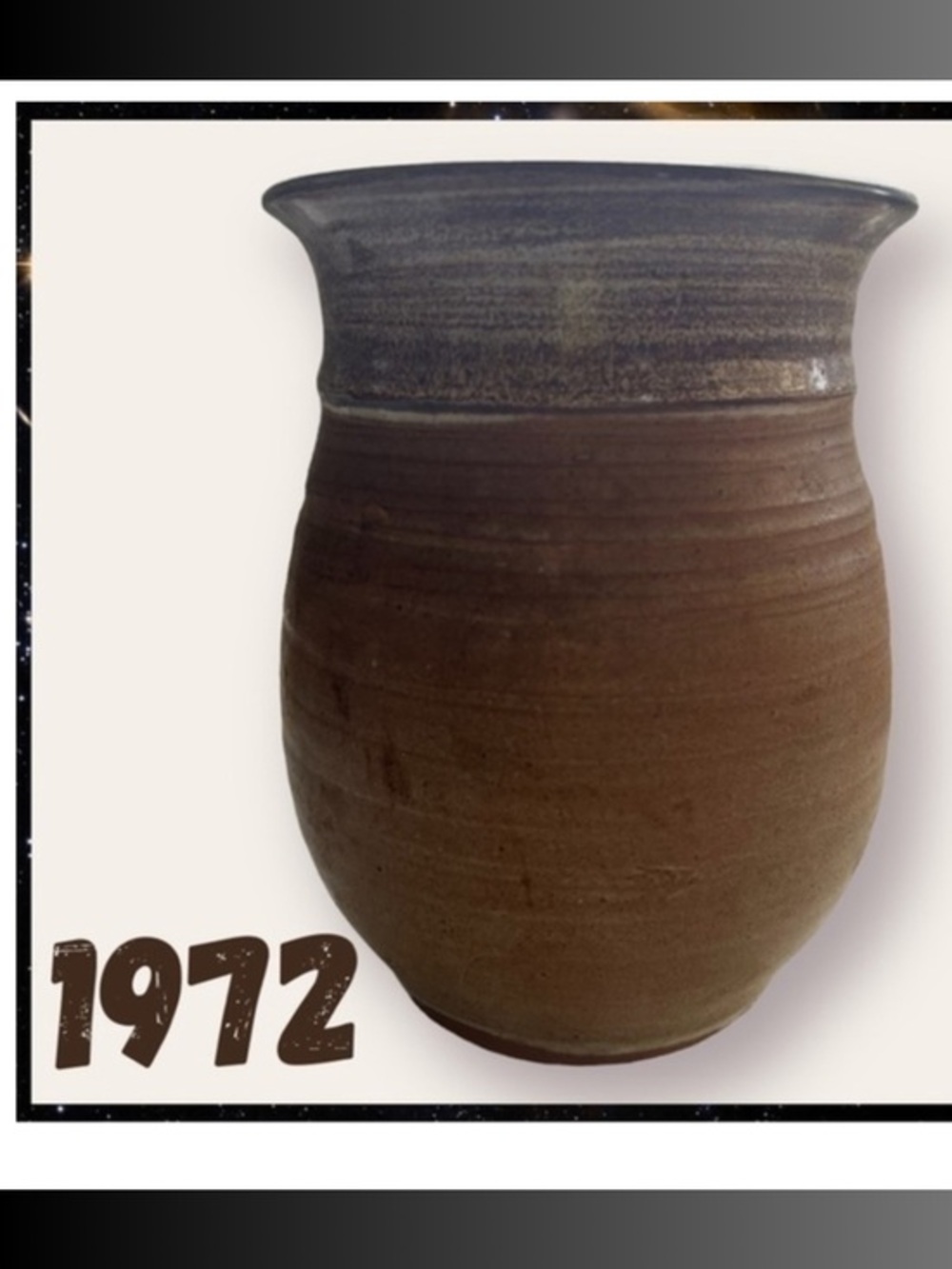 Vintage Hand Thrown Vase Brown and Silvery Grey Glaze